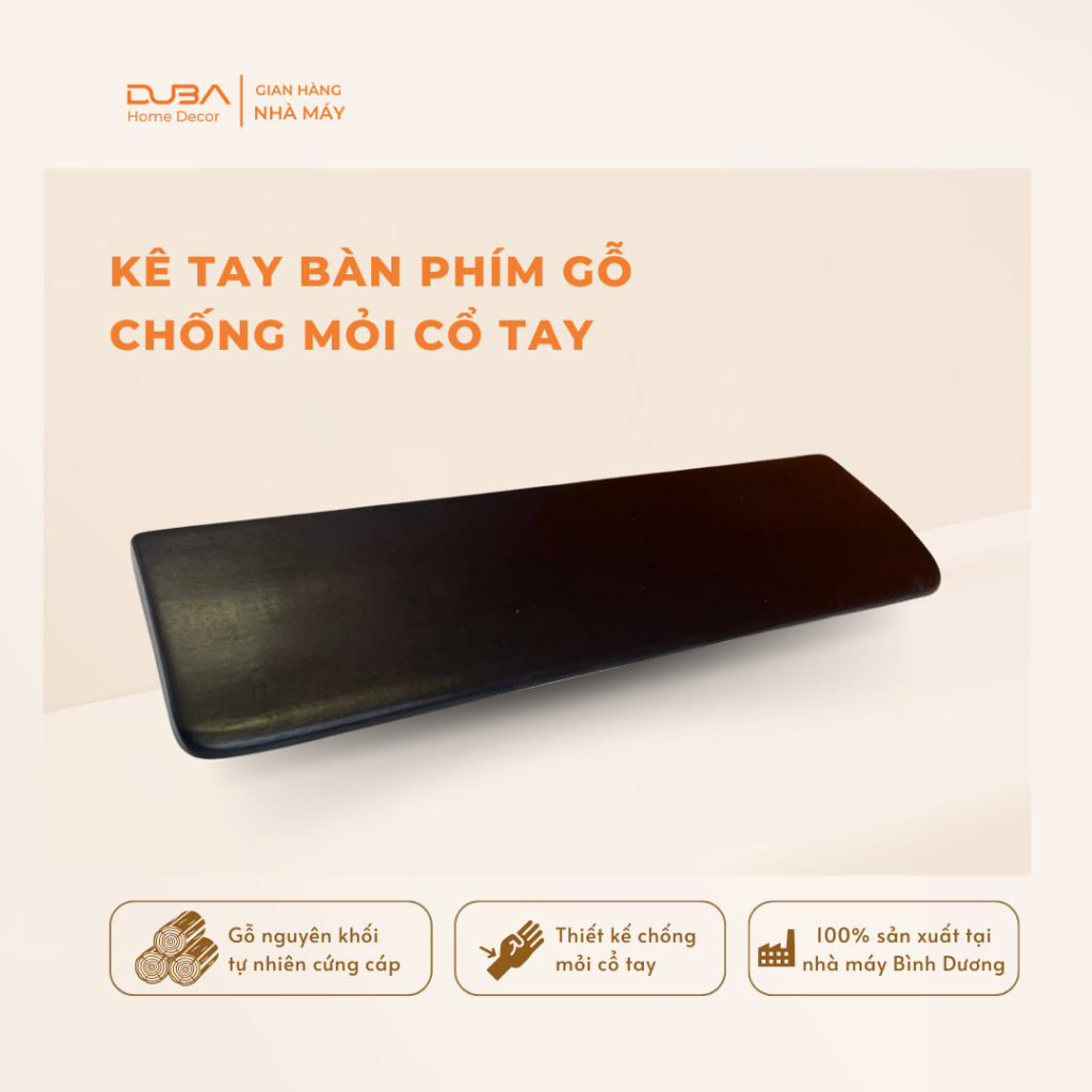 Kê tay bàn phím cơ - Gỗ tự nhiên chống mỏi cổ tay, bền đẹp tặng kèm đế chống trượt - Nhà máy DUBA