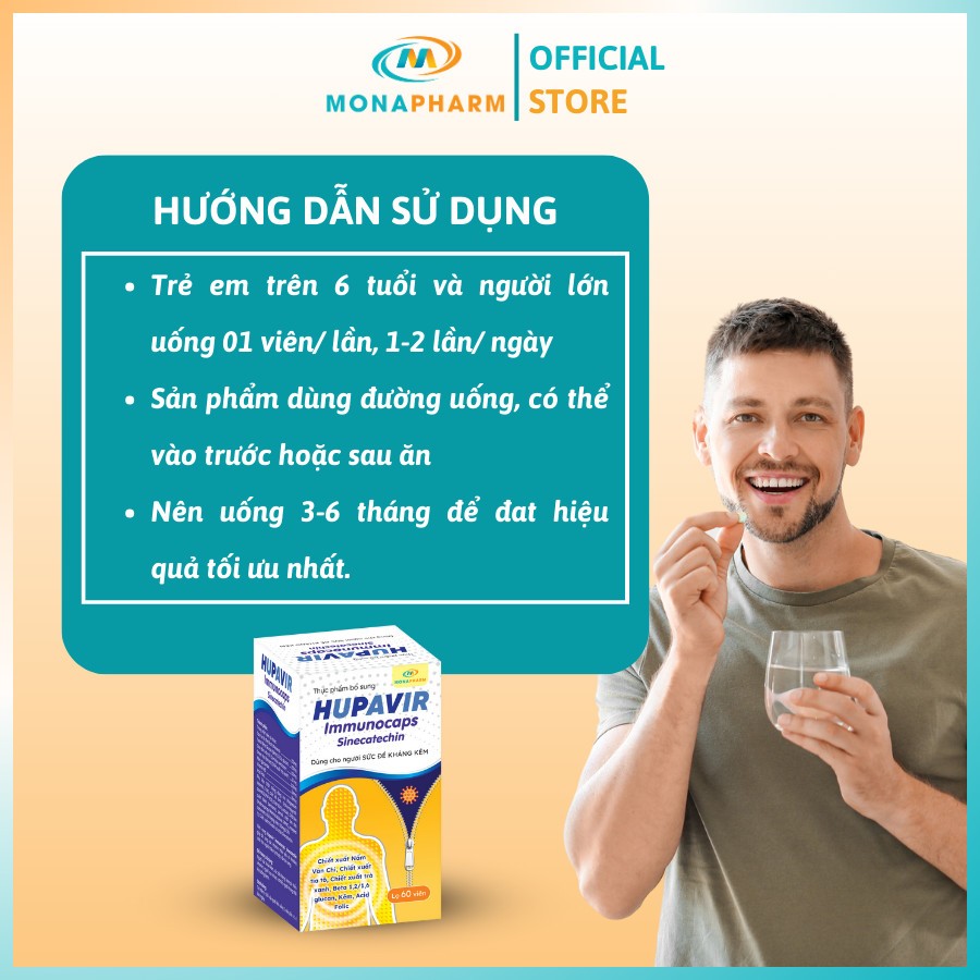 Thực phẩm bổ sung HUPAVIR Immunocaps hỗ trợ đào thải HPV, sùi mào gà dùng cho người sức đề kháng kém - Lọ 60 viên