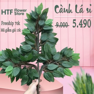 Lá giả, lá si, cây giả, xanh, viền trắng