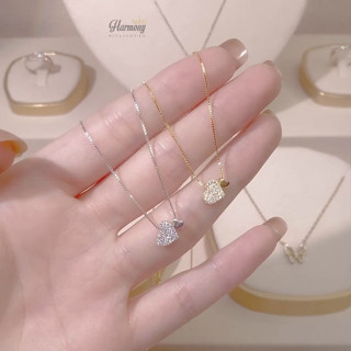 Dây chuyền bạc 925 nữ vòng cổ hình trái tim đính đá lấp lánh xi kim, mạ vàng 14k Tiny Heart  VC136 | HARMONY ACCESSORIES