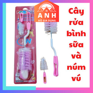 Cây rửa bình sữa cho bé cây súc bình và rửa núm vú cho bé Faralin cây cọ xoay 360 độ có đầu cước, đầu mút