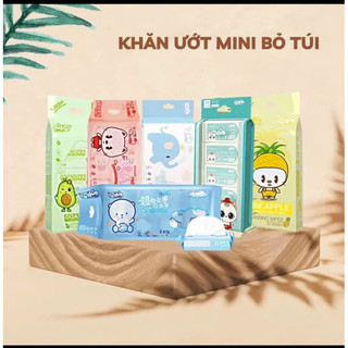 Combo 5 bịch khăn giấy ướt mini sipiao bỏ túi tiện lợi, 40 gói khăn ướt tiện dụng đa năng cao cấp đi học du lịch đi chơi