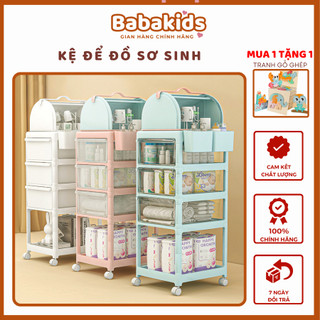 Kệ Để Đồ Sơ Sinh Cho Bé Kèm Giá Úp Bình Sữa Đa Năng, Kệ Sơ Sinh Có Bánh Xe Dễ Dàng Di Chuyển