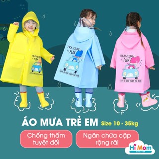 Áo Mưa Trẻ Em Cao Cấp Áo Mưa Cho Bé Trai Gái Từ 10-35kg Có Ngăn Đeo Balo Cặp Sách Thoải Mái (Không Kèm Ủng)