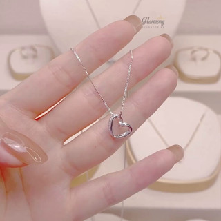 Dây chuyền nữ bạc 925 vòng cổ hình trái tim xinh xắn xi kim basic nhẹ nhàng, Hàn Quốc | HARMONY ACCESSORIES VC139