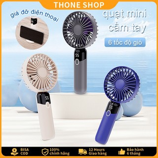 6 Chế Độ Quạt Cầm Tay mini Quạt nhỏ im lặng giá đỡ điện thoại Nhỏ Màn Hình Sạc USB Pin 18000mA