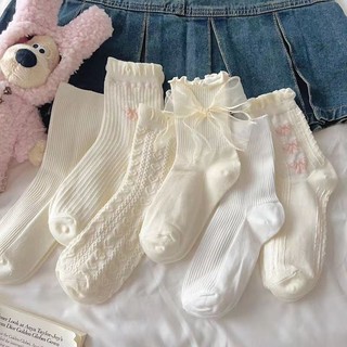 Jk Trắng Nữ Tất Mùa Hè Cotton Dễ Thương Nhật Bản Tất Ren Mary Jane Giày Da Nhỏ Giữa Bê Mồ Hôi ❤Ngvinha2