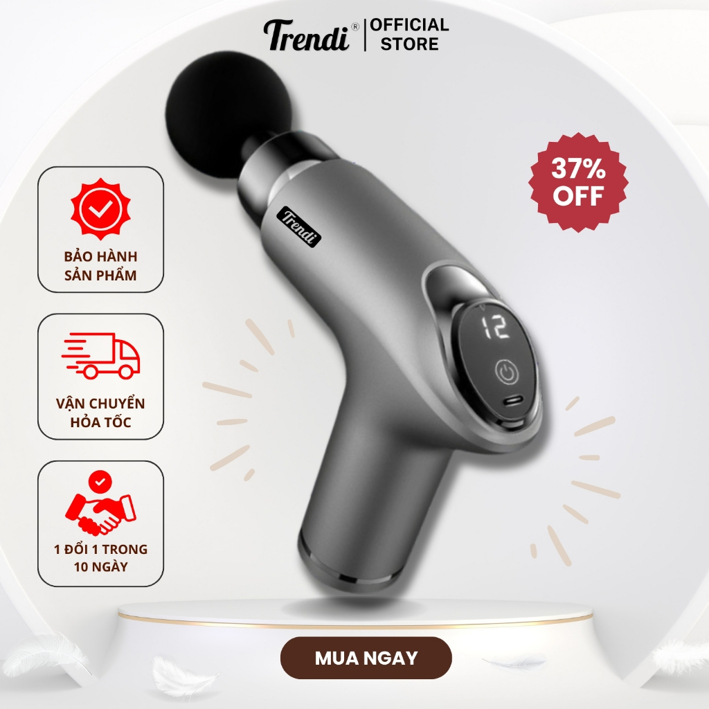 Máy Massage Cầm Tay Trendi Ps818 - 12 Cấp Độ - 4 Đầu Massage Chuyên Sâu Giảm Đau Cơ, Màn Hình Led Cảm Ứng