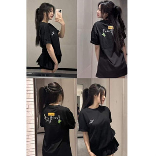 Áo thun nữ tay lỡ chất cotton khô 3158 chữ THÊU phong cách Hàn Quốc VINIA M4152