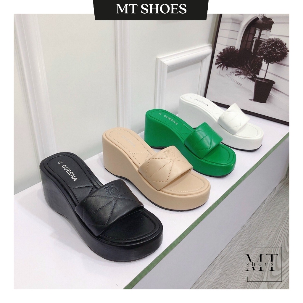 Dép đế xuồng nữ đế cao 8P quai ngang trần chỉ siêu Hot chất mềm nhẹ lên chân siêu xinh MT Shoes