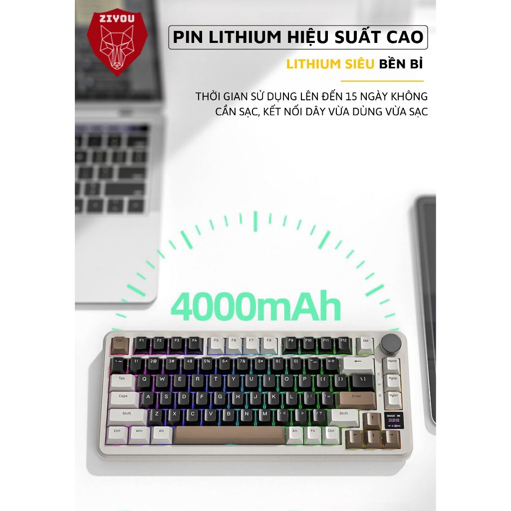 Bàn Phím Cơ Không Dây Bluetooth Ziyou Attack Shark X85PRO LED RGB Có Màn Hình | BigBuy360 - bigbuy360.vn