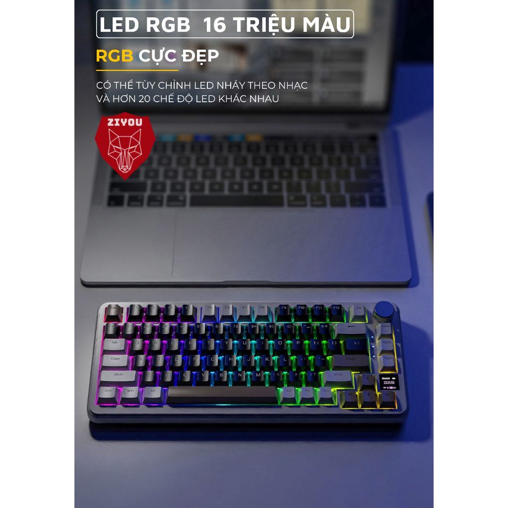 Bàn Phím Cơ Không Dây Bluetooth Ziyou Attack Shark X85PRO LED RGB Có Màn Hình | BigBuy360 - bigbuy360.vn