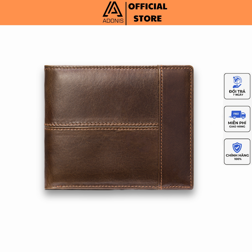 ví nam Adonis AD07 bóp nam da bò cao cấp thiết kế dáng ngang nhiều ngăn đựng tiền đựng thẻ bảo hành 06 tháng chính hãng