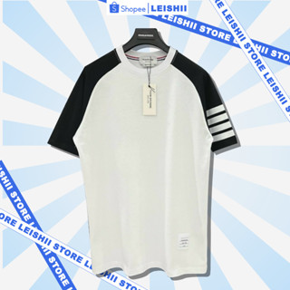 Áo Thun Thom Browne 4 Sọc Phối Vai Thiết Kế Nam Nữ Mặc Thoải Mái, Áo Phông Cotton Thoáng Mát New Hottrend 2024 AT015