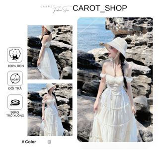 ( có bigsize ) Set áo corset nàng thơ đi biển trễ vai phối chân váy maxi dài by CarrotStore