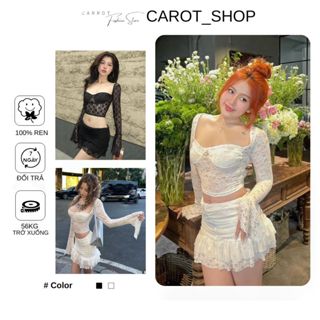 SET ÁO REN CÚP NGỰC TAY LOE PHỐI CHÂN VÁY ĐUÔI CÁ CHỮ A SANG CHẢNH BY CARROTSTORE