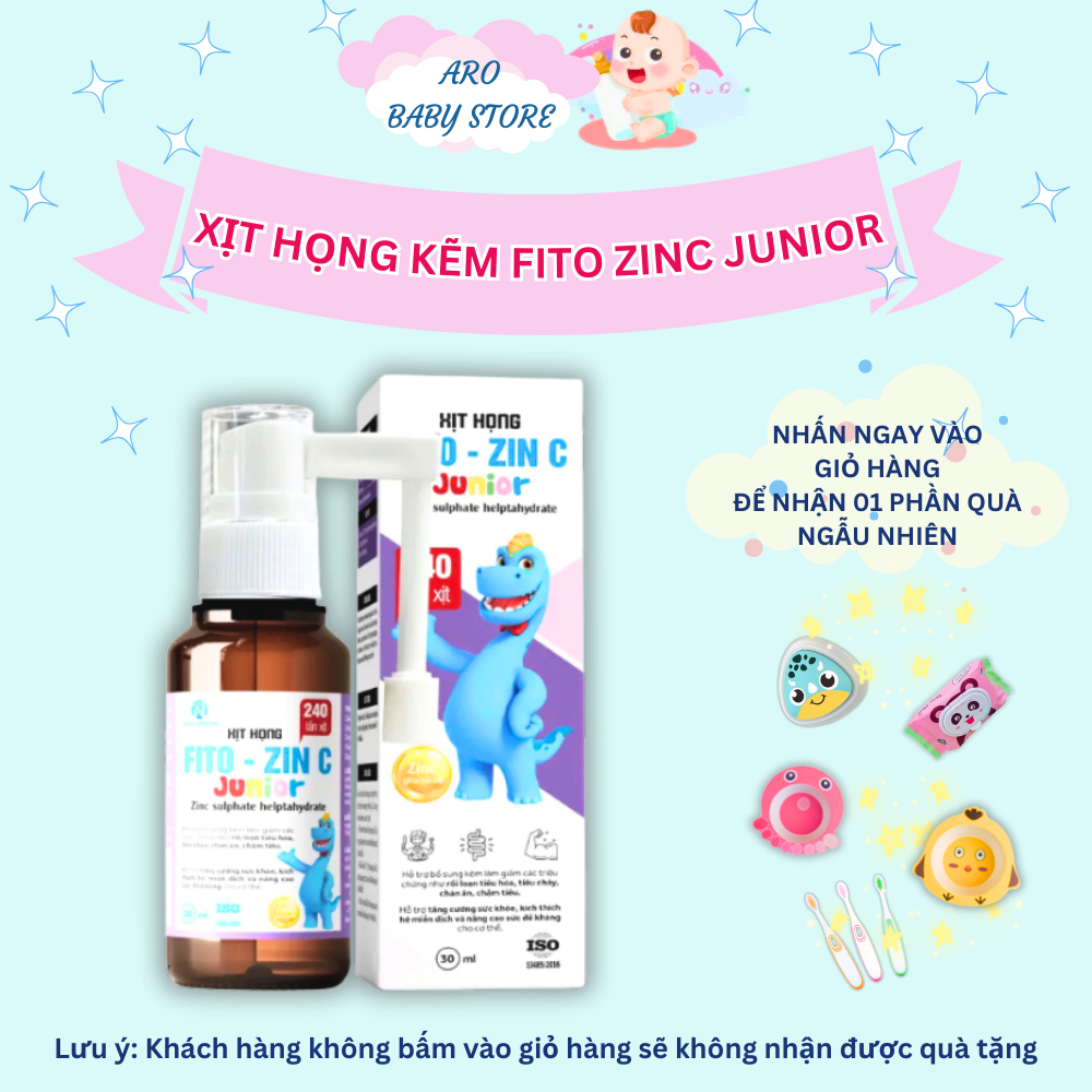 Xịt họng kẽm Fito Zinc Junior lọ 20ml - con ăn ngon, cân tăng đều, đề kháng khỏe