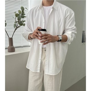 Áo sơ mi trắng cổ bẻ dài tay vải ĐŨI cao cấp, phom dáng thoải mái, thấm hút cực tốt - SEOUL