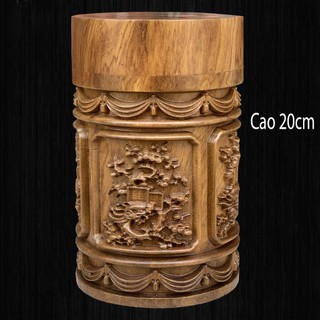 Hộp đựng trà lọ đựng trà tứ quý cao 20cm chất liệu gỗ bách xanh