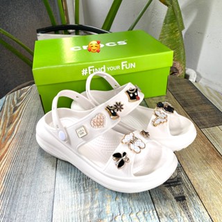 ( ĐẾ CAO)  Dép Sandal Cross 2 Quai Nữ Đế Cao 5CM  2024 - Tặng kèm  Charm 3D siêu  như ảnh