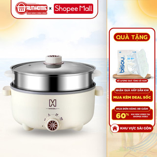 Nồi Lẩu Điện Đa Năng Runhome Dung Tích 4L Công Suất 1000W Núm Điều Chỉnh Nhiệt 3 Mức Chống Dính Tốt, Bảo Hành 12 Tháng