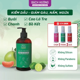 Dầu gội thảo dược dưỡng tóc bưởi & bồ kết bách hương - kiềm dầu, ngăn tóc bết, mọc tóc, sạch gàu, không nấm ngứa