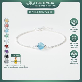 Vòng tay bạc nữ TLEE bạc 925 mix hạt đá đơn phong thủy Tự Nhiên và charm bi bóng TLEE JEWELRY LT0210
