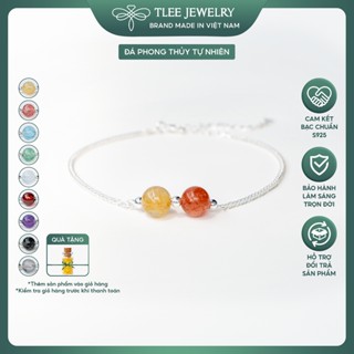 Vòng tay bạc nữ TLEE bạc 925 mix hai hạt đá phong thủy Tự Nhiên và charm bi bóng TLEE JEWELRY LT0211