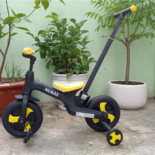 Xe đạp trẻ em gấp gọn 3 bánh NUKAS 5in1 xe thăng bằng và xe đạp dành bé từ 1-5 tuổi, bánh cao su tối đa lên đến 40kg
