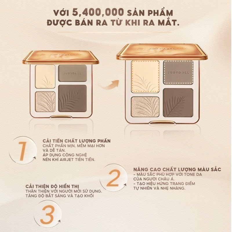 JUDYDOLL Bảng phấn bắt sáng và tạo khối Tự nhiên Lâu trôi Chống nước 9g (auth) | BigBuy360 - bigbuy360.vn