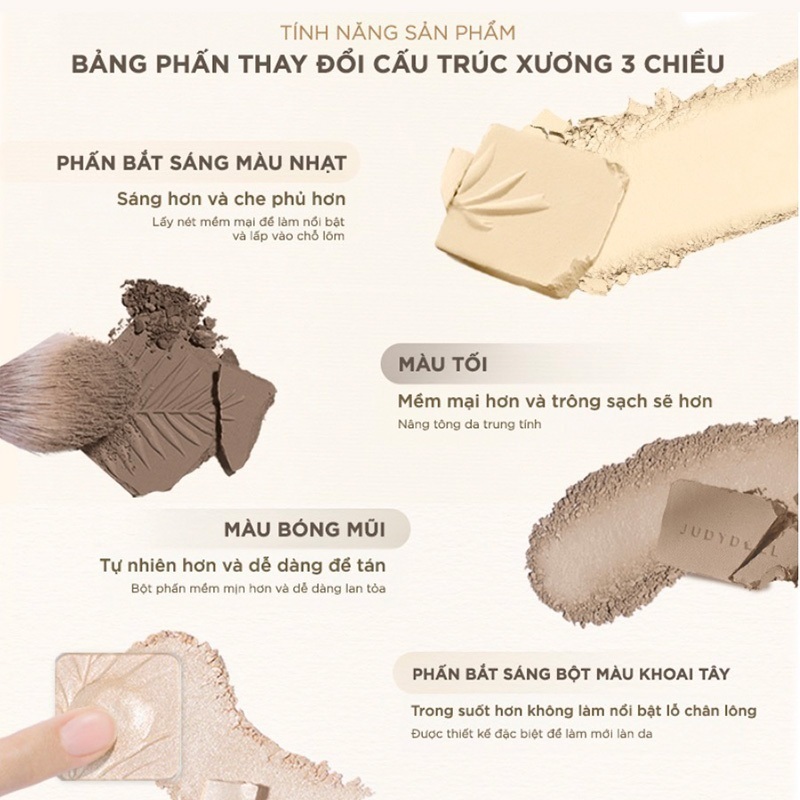JUDYDOLL Bảng phấn bắt sáng và tạo khối Tự nhiên Lâu trôi Chống nước 9g (auth) | BigBuy360 - bigbuy360.vn