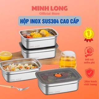 Hộp Đựng Thực Phẩm Inox Cao Cấp , Hộp Khay Inox Đựng Đồ Ăn Để Tủ Lạnh Kèm Nắp Đậy Xịn Xò