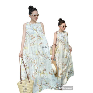 ĐẦM THER- đầm maxi cổ yếm hoạ tiết hoa