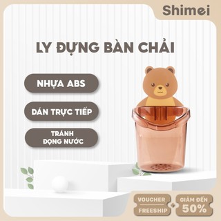 Ly cốc đựng bàn chải kem đánh răng dán tường hình gấu -ly dán tường