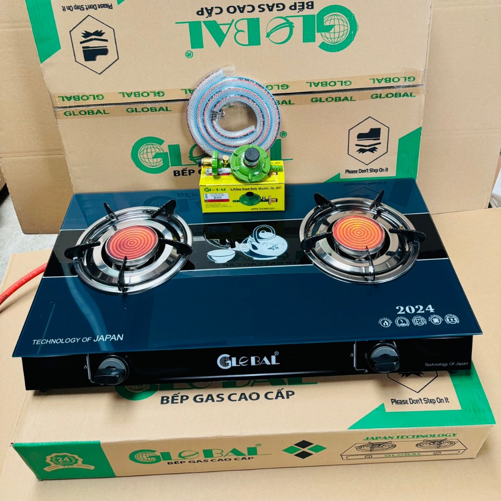 Bếp gas đôi Hồng Ngoại Tiết Kiệm Gas - Mới 100% + Tặng dây gas - Bảo Hành 12 Tháng