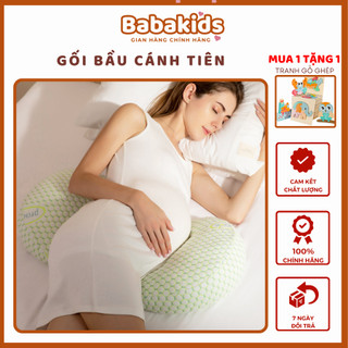 Gối ôm cho bà bầu babakids, gối bầu cánh tiên hỗ trợ tư thế ngủ thoải mái cho mẹ