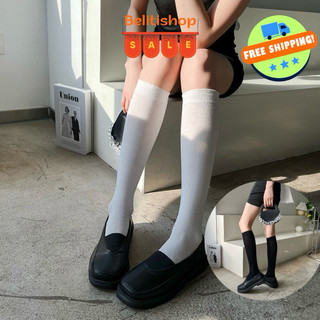 Tất đùi nữ vải cotton bốn chiều mềm mại dày dặn đen trắng vớ basic hàn quốc