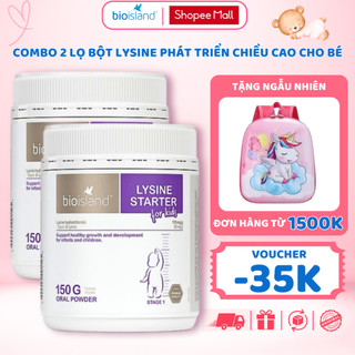Combo 2 lọ Bioisland Lysine Starter For Kids giúp ăn ngon, cao khỏe 150g của Úc
