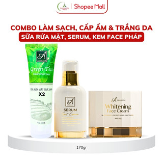 Combo cấp ẩm, dưỡng trắng da mặt, kiềm dầu Mềm acosmetics, kem face pháp, serum spot esence, sữa rửa mặt trà xanh x2
