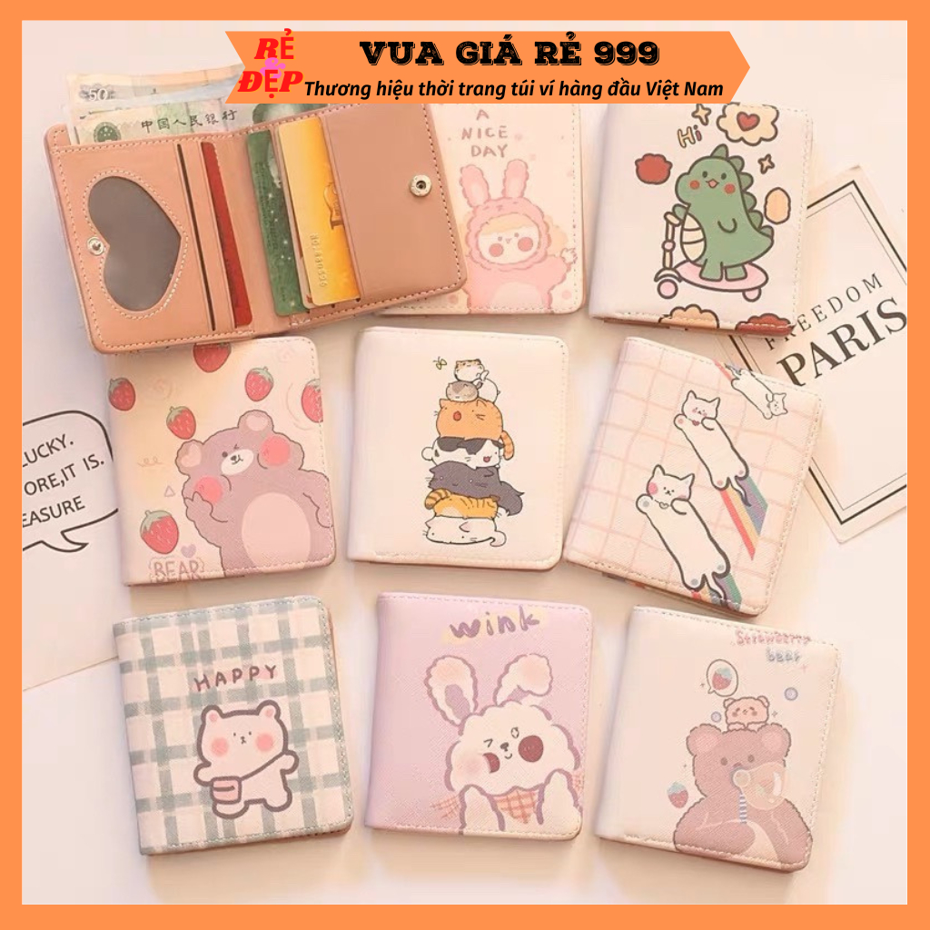 Ví Nữ Ngắn Gập 2 Mini Cute Cầm Tay Nhiều Ngăn Giá Rẻ Nhỏ Gọn Bỏ Túi Thời Trang Hàn Quốc Vn300