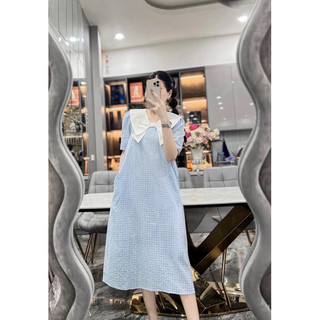 Váy bầu , váy suông , Váy kẻ cổ nơ