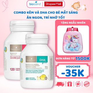 Combo viên uống bổ sung DHA cho bé và Kẽm Bioisland giúp bé phát triển mắt và trí não