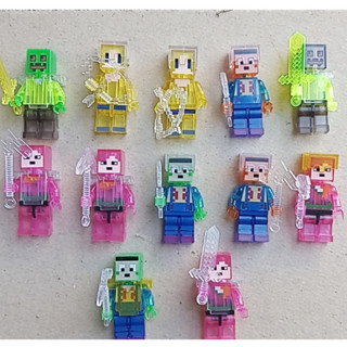 Mô hình mini lắp ráp nhân vật trong game Minecraft mini trong suốt