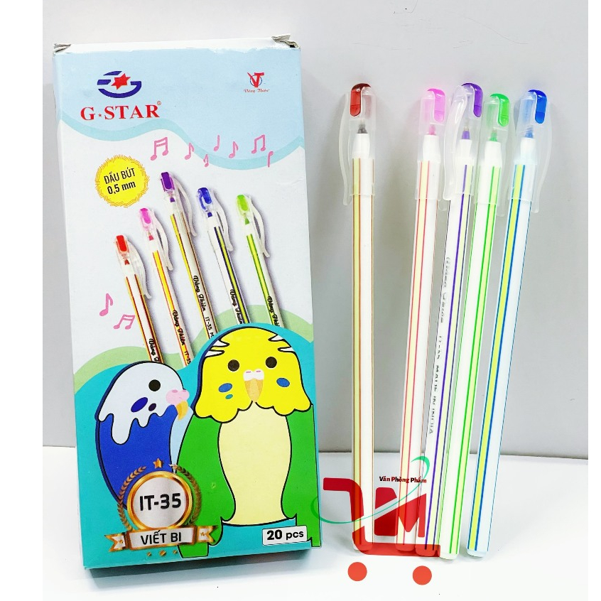 Hộp 20 Cây Bút Bi Nến IT-35 GSTAR 0,5mm Mực Xanh, Đen/Bút Bi Nến GSTAR Dễ Sử Dụng, Mực Đậm, Êm Mượt
