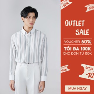 Outlet | Áo sơ mi nam kẻ sọc nam tay dài, sợi Mint bạc hà JBAGY - JS04