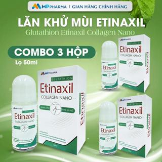  Combo 3 hộp - Lăn Khử Mùi Etinaxil - Khử mùi hôi dành cho nam và nữ - Glutathion Etinaxil Collagen Nano - Hộp 50ml 