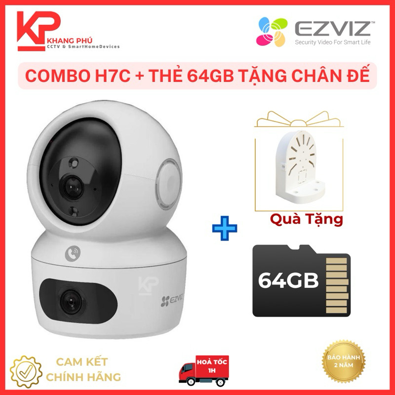 Camera WiFi Trong Nhà 2 Ống kính  EZVIZ H7C 8MP Trong Nhà Thông Minh Bảo Hành Chính Hãng 24TH