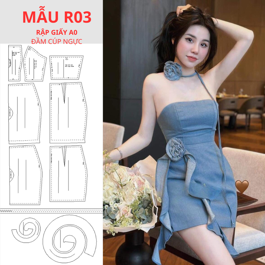 RẬP GIẤY A0 ĐẦM BODY CÚP NGỰC MÃ R03