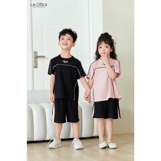 Set thể thao mí viền bé trai bé gái cotton mềm mại, thoáng mat -La Glace