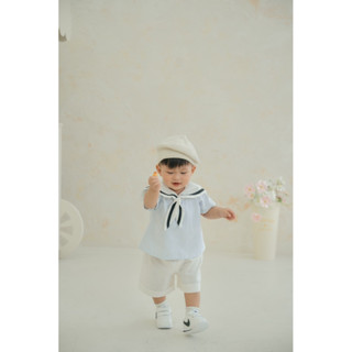 NANCIROOM - Set thuỷ thủ sọc xanh em bé trai và gái